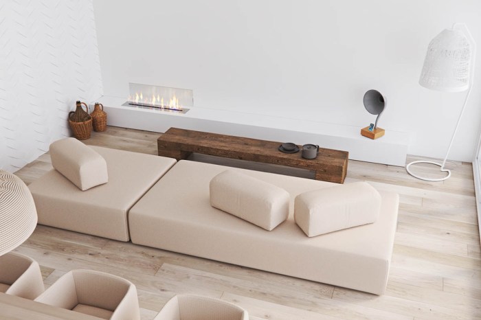 Minimalist living interior apartment room house small bedroom milk modern article decor