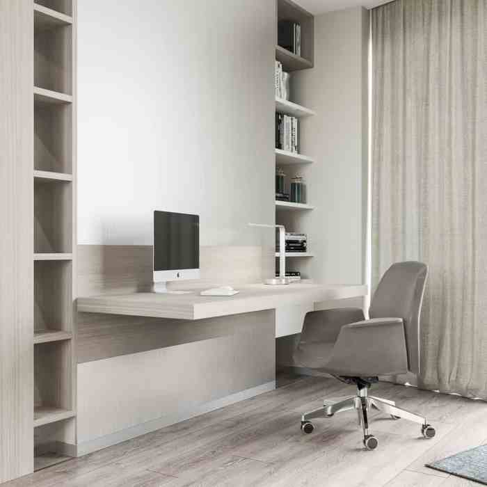 Office minimal space ideas wall desk mounted hues lighter appear giving larger use will